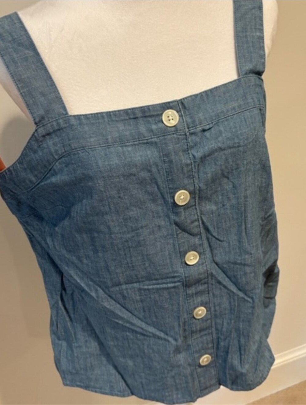 Denim Button-Front Tank Top - Blue - Picture 8 of 8